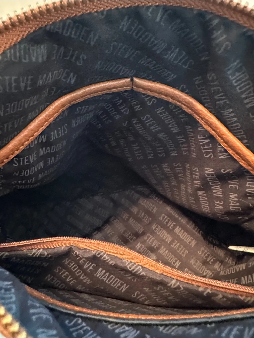 Steve Madden Brown Leather Crossbody Bag with Gold Chain